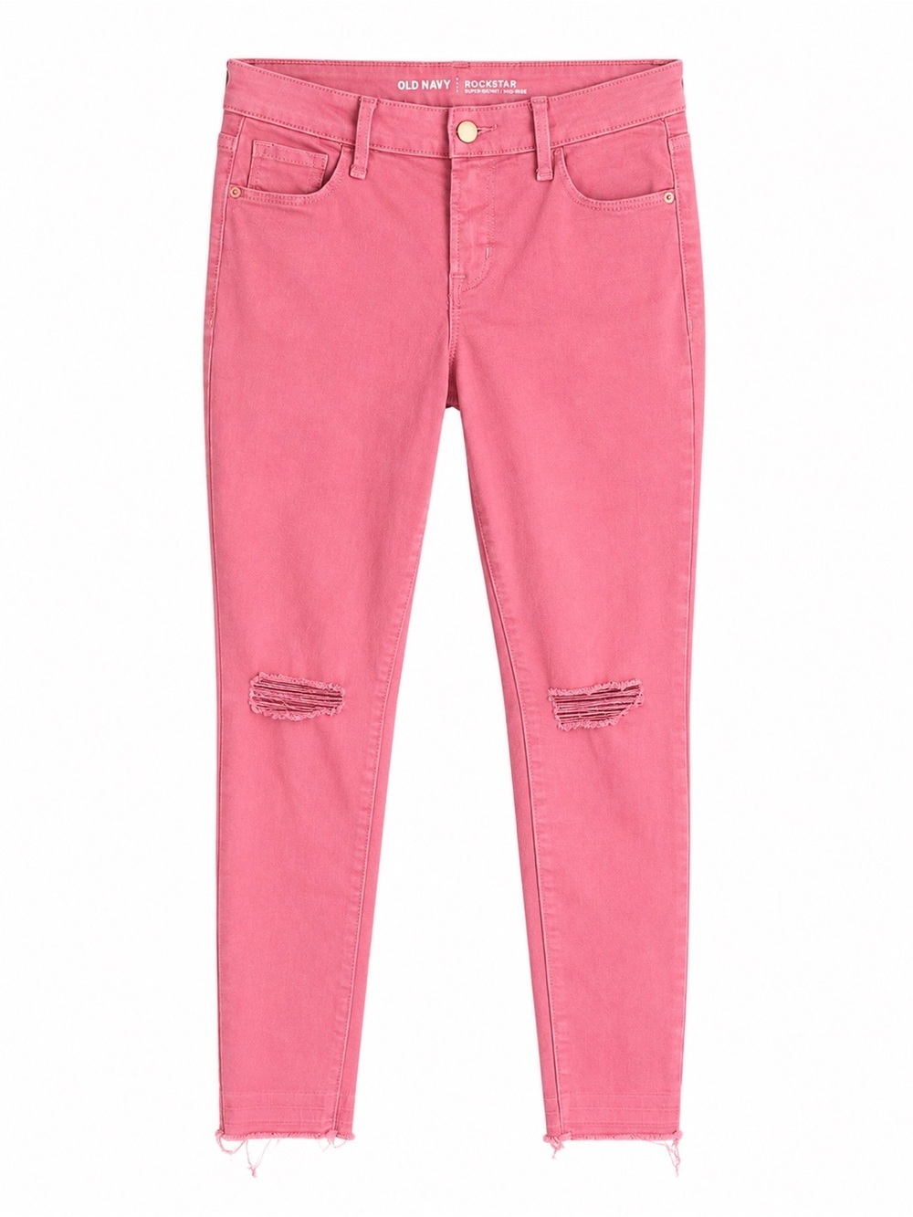 Old Navy Rockstar Pink Distressed Mid-Rise Skinny Jeans Size 2